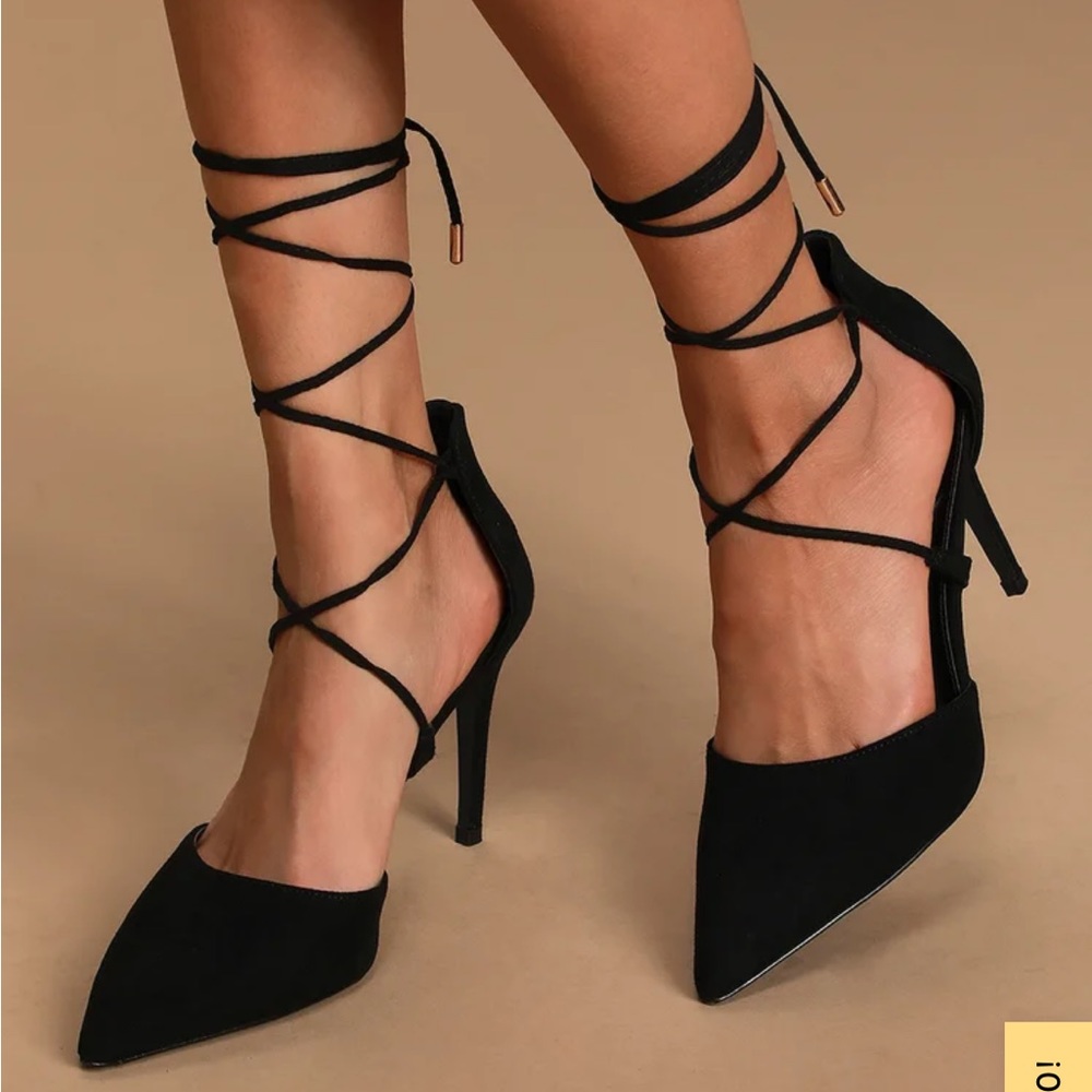 Lulu’s Pointed toe lace up heels